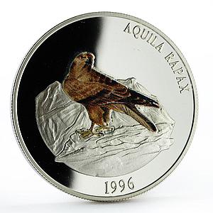 Mongolia 500 togrog Endangered Wildlife Tawny Eagle Bird proof silver coin 1996