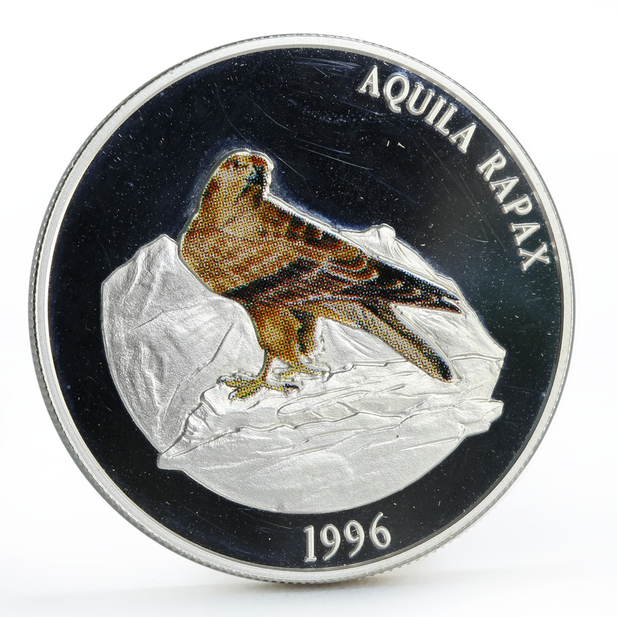 Mongolia 500 togrog Endangered Wildlife Tawny Eagle Bird proof silver coin 1996