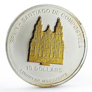 Nauru 10 dollars European Monuments Santiago de Compostela silver coin 2006