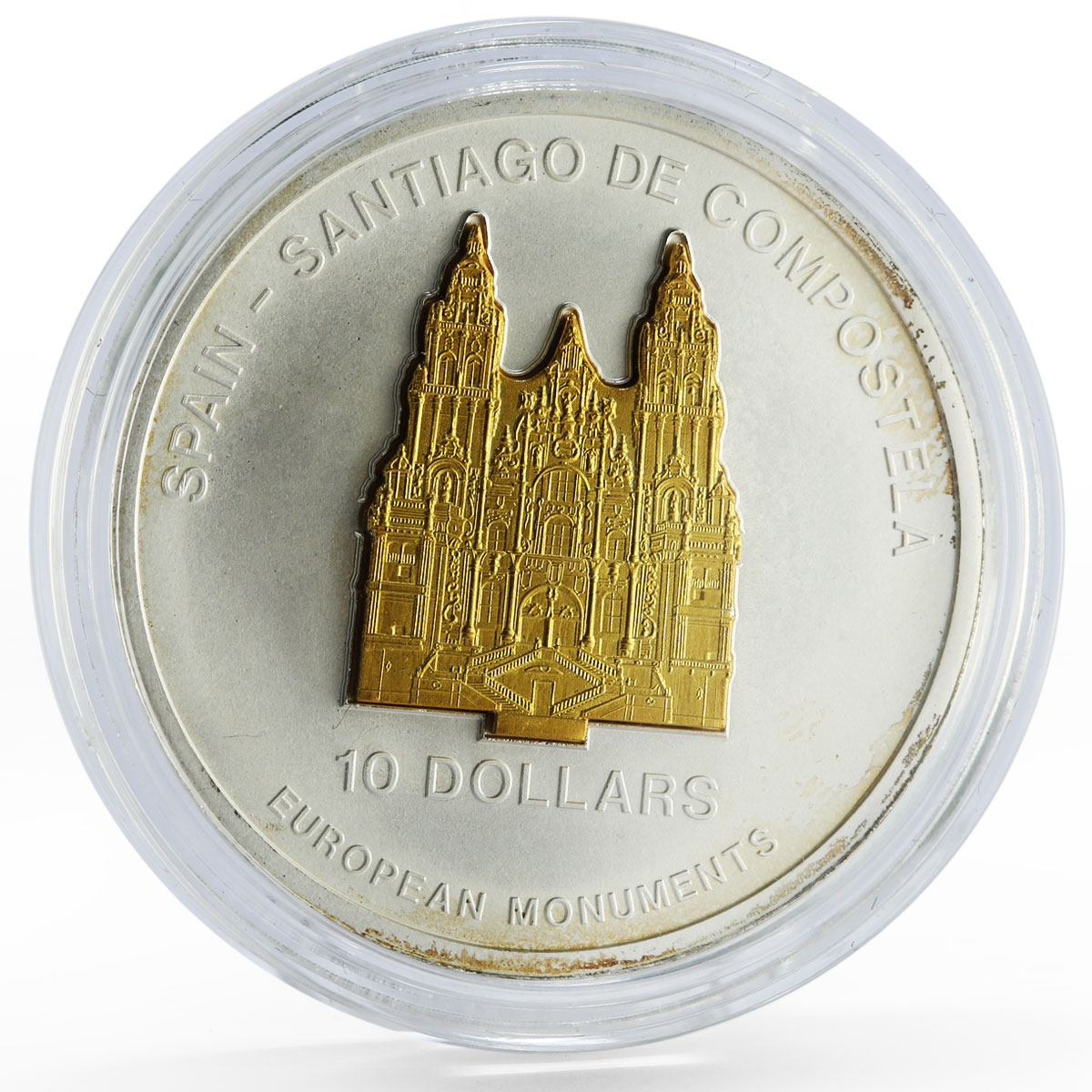 Nauru 10 dollars European Monuments Santiago de Compostela silver coin 2006