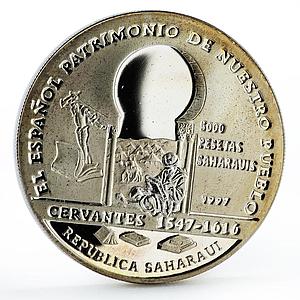 Saharawi 5000 pesetas Spanish Culture Heritage Writer Cervantes silver coin 1997