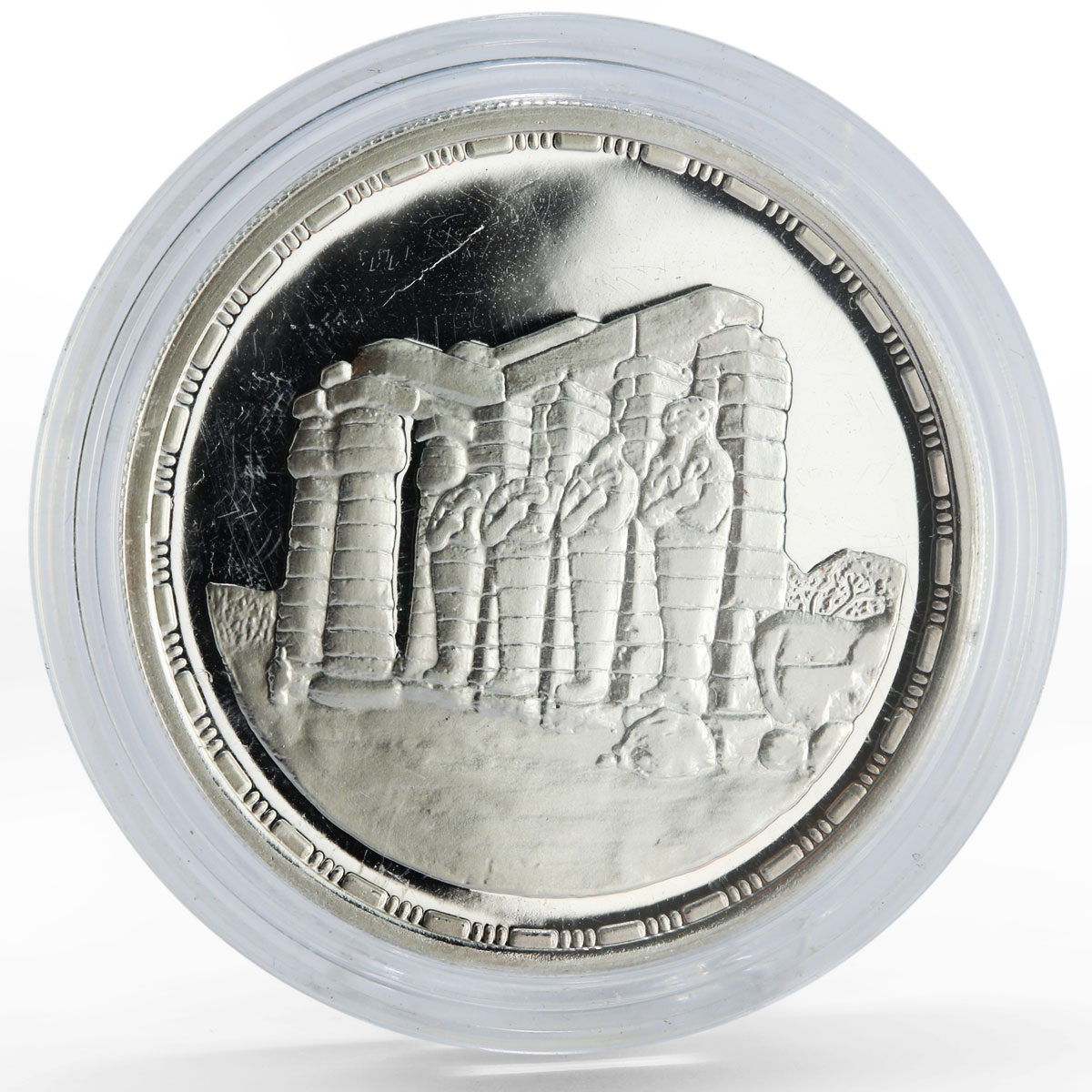 Egypt 5 pounds Ruins of Karnak Ancient Statues proof silver coin 1994