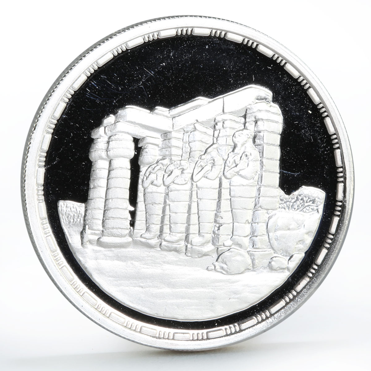 Egypt 5 pounds Ruins of Karnak Ancient Statues proof silver coin 1994