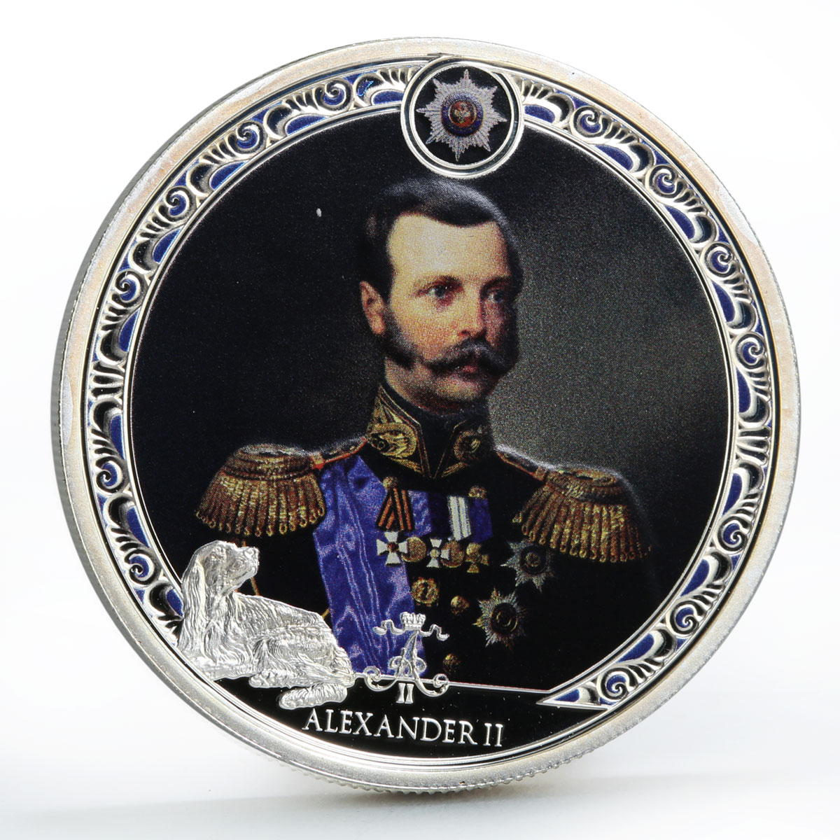 Fiji 2 dollars Russian Emperor Alexander II proof colored silver coin 2012
