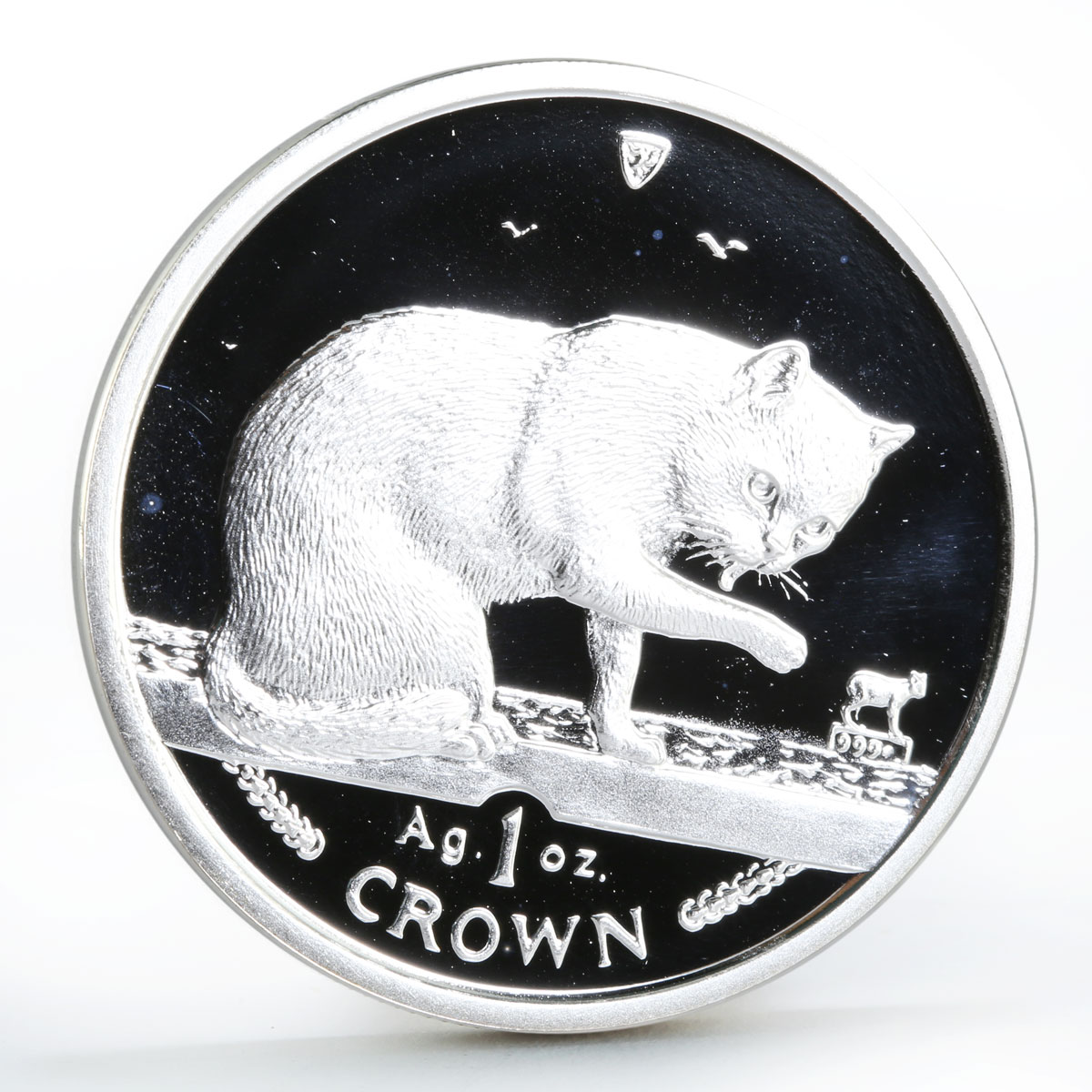 Isle of Man 1 crown British Blue Cat proof silver coin 1999