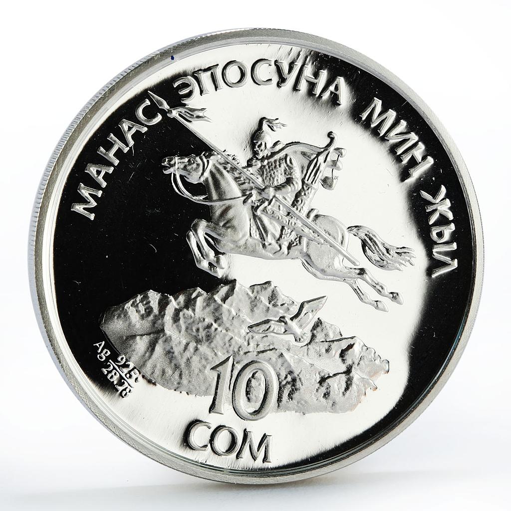 Kyrgyzstan 10 som Millennium of Manas proof silver coin 1995