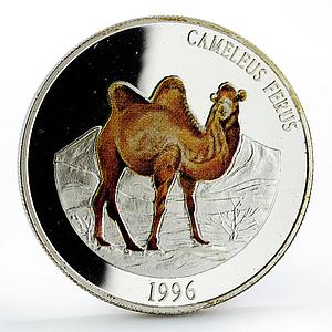 Mongolia 500 togrog Endangered Wildlife Bactrian Camel colored silver coin 1996