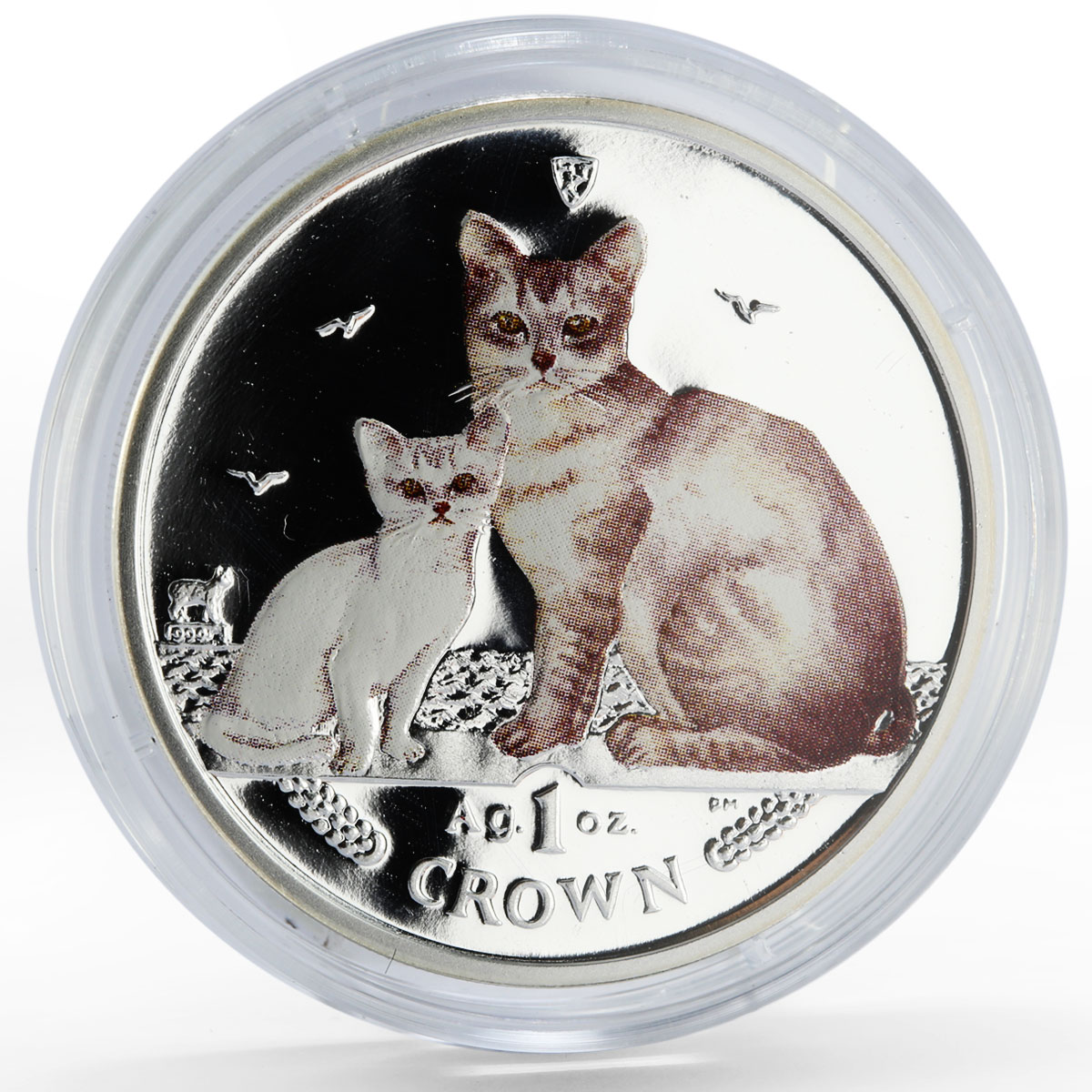 Isle of Man 1 crown Two Burmilla Cats colored proof silver coin 2008