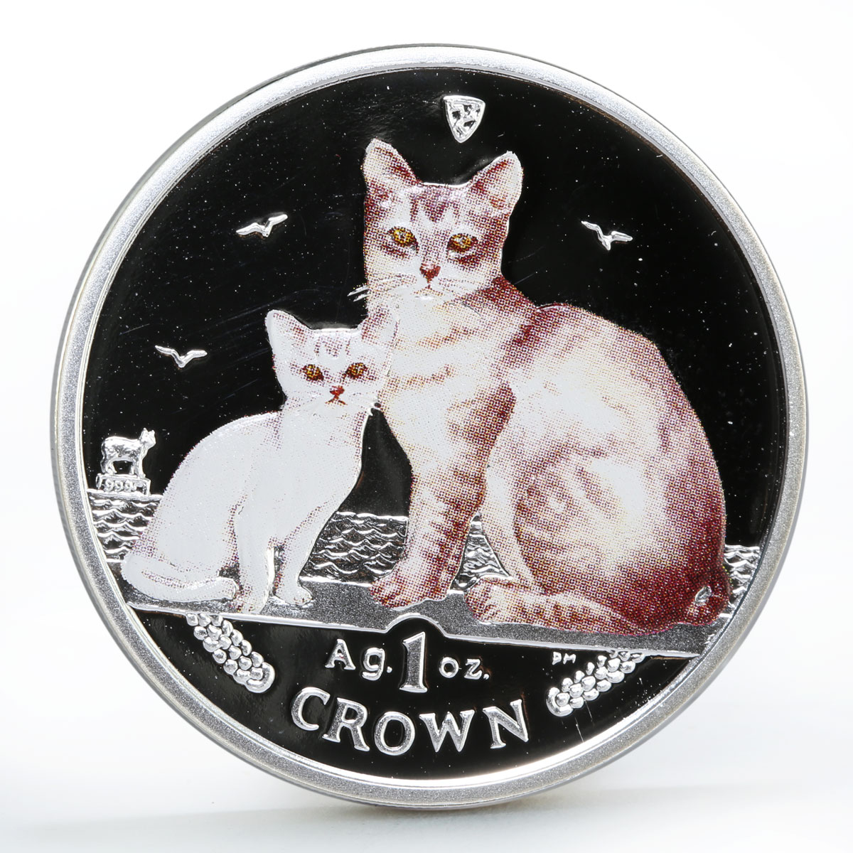 Isle of Man 1 crown Two Burmilla Cats colored proof silver coin 2008