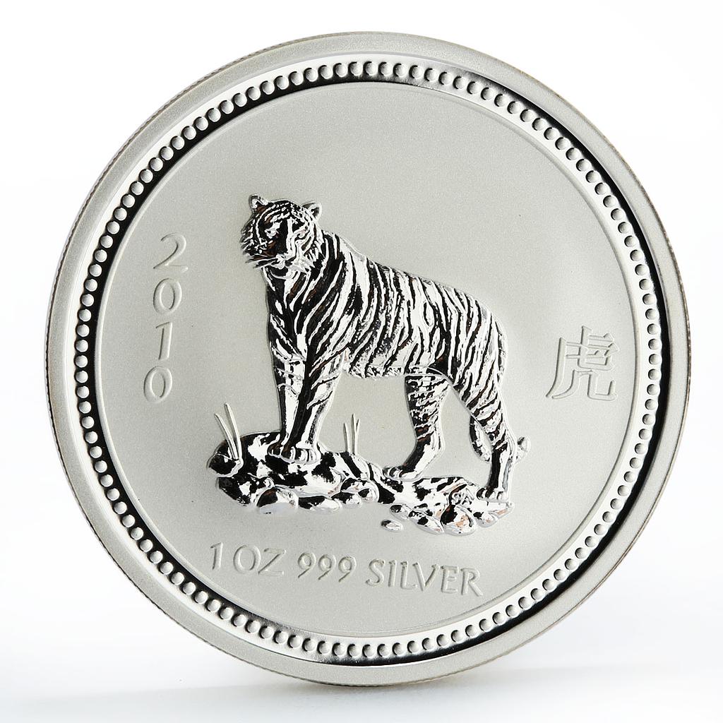 Australia 1 dollar Lunar Calendar series I Year of the Tiger silver coin 2010