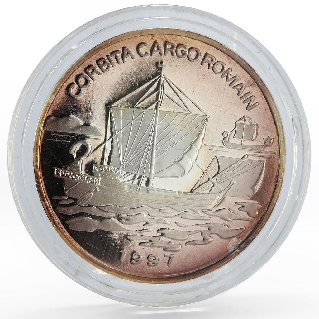 Congo 1000 francs History of Seafaring Roman Ships proof silver coin 1997