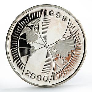 Congo 1000 francs Millennium Hourglass proof silver coin 1998