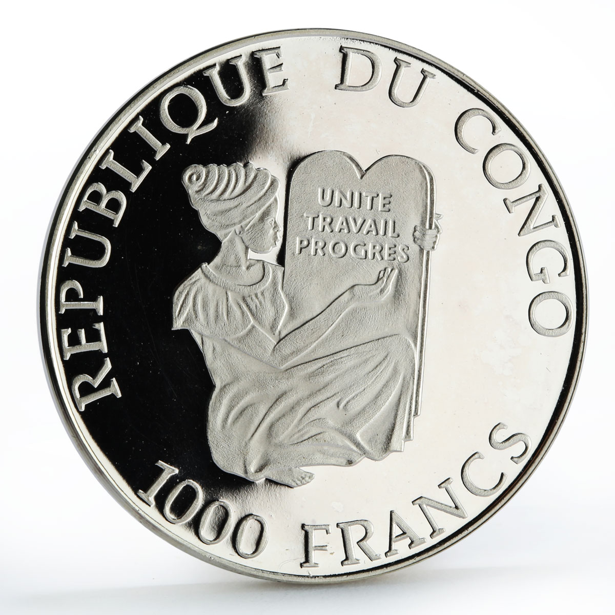 Congo 1000 francs Millennium Hourglass proof silver coin 1998