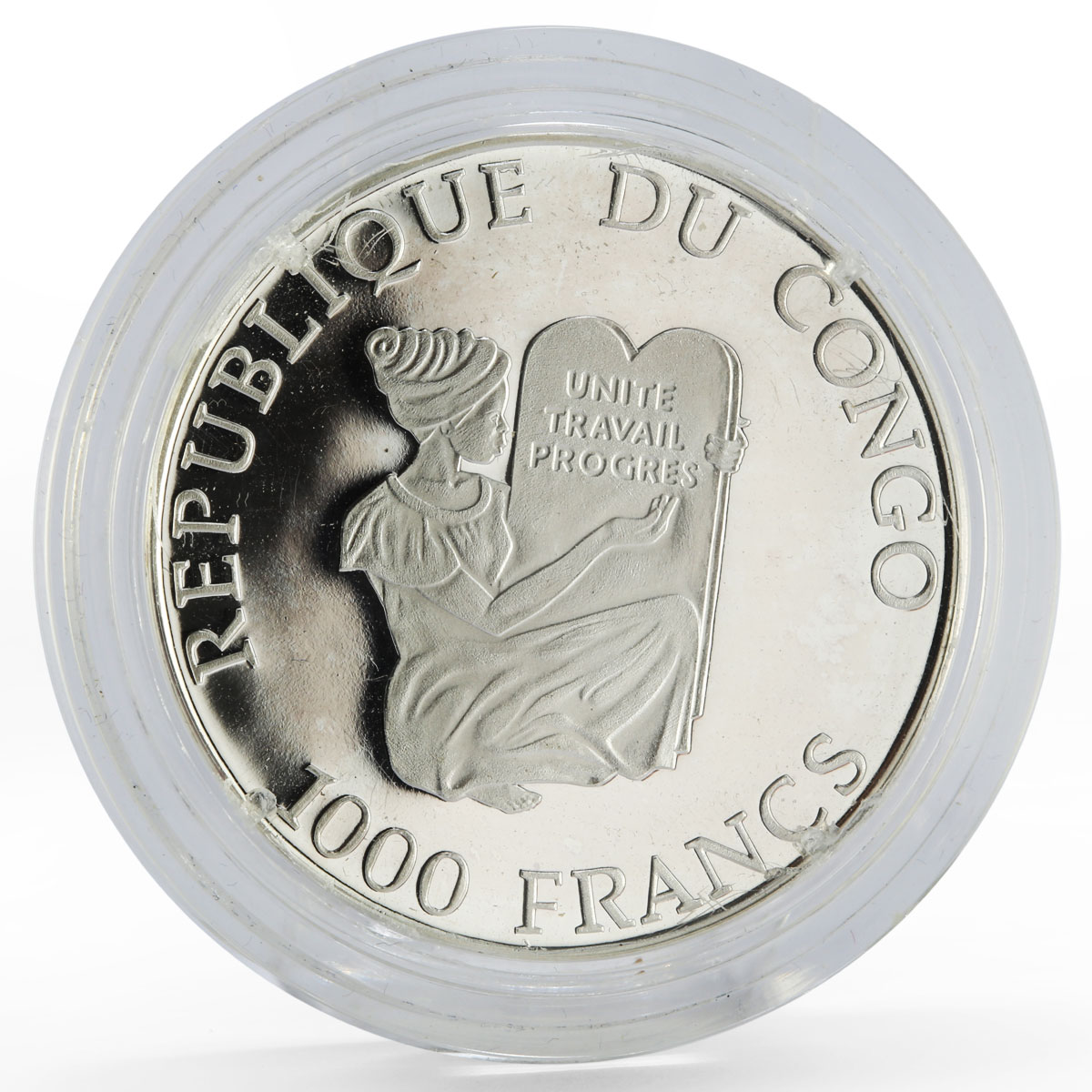 Congo 1000 francs Millennium Hourglass proof silver coin 1998
