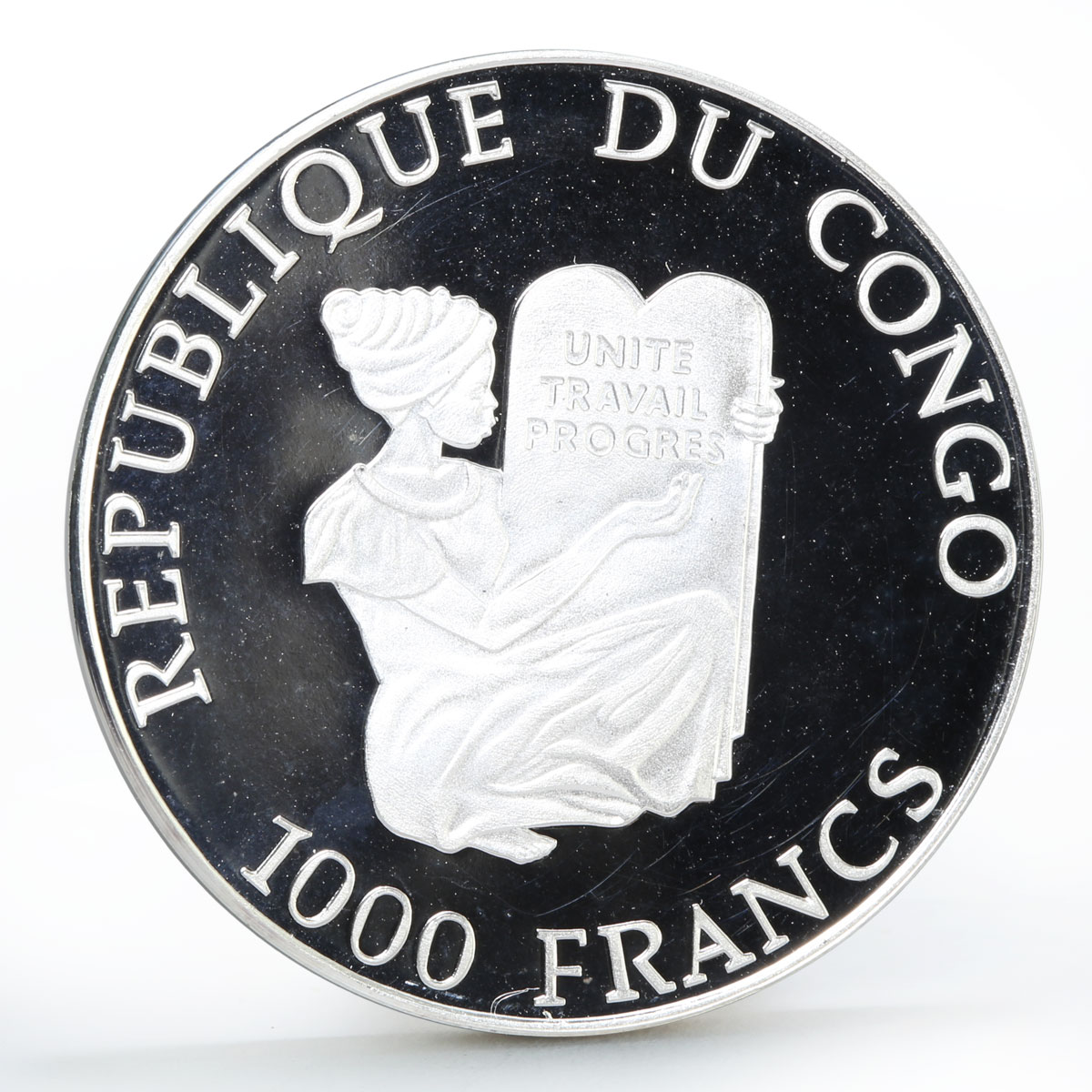 Congo 1000 francs Millennium Hourglass proof silver coin 1998