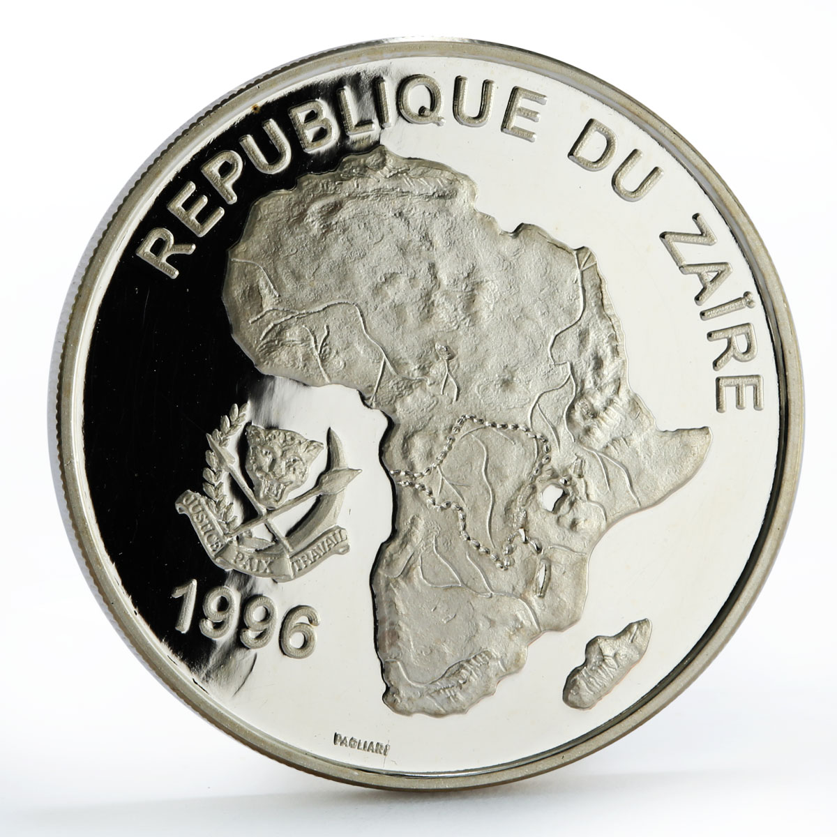 Zaire 500 francs African Wildlife Fauna Gorilla proof silver coin 1996
