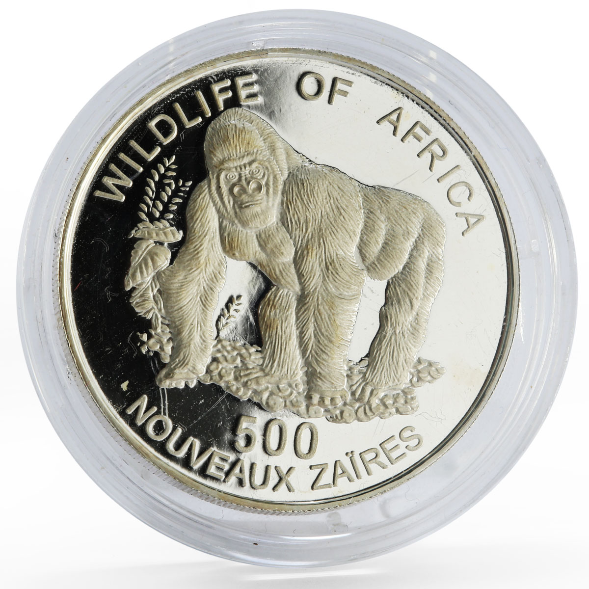 Zaire 500 francs African Wildlife Fauna Gorilla proof silver coin 1996