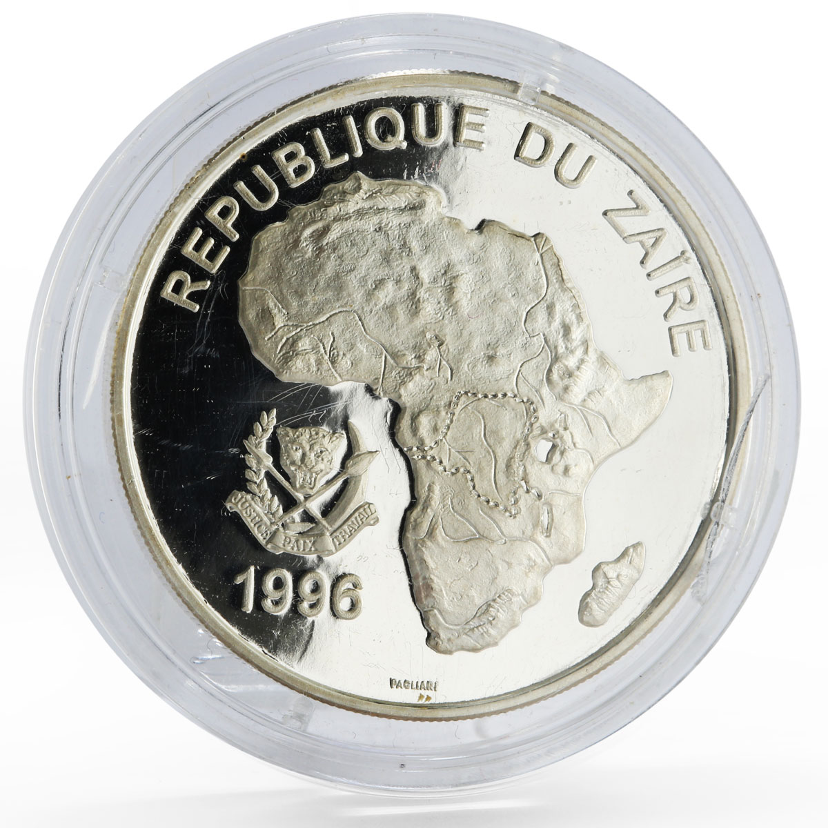 Zaire 500 francs African Wildlife Fauna Gorilla proof silver coin 1996