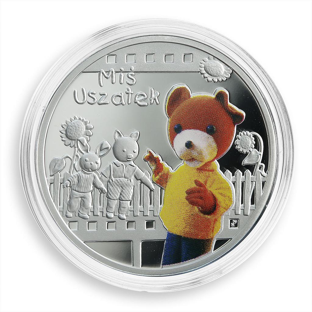 Niue 1 dollar Cartoon Characters Mis Uszatek colored proof silver coin 2010