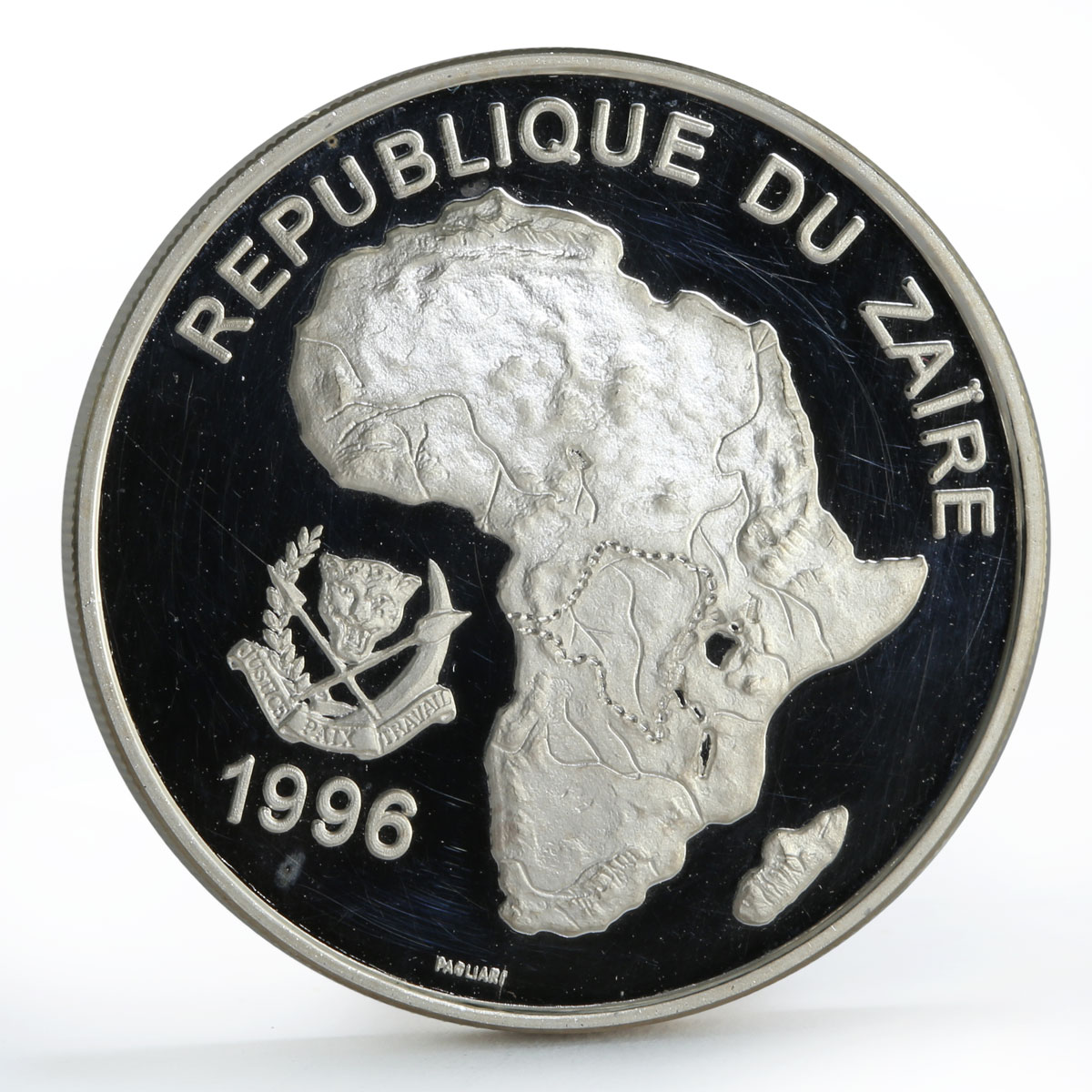 Zaire 500 francs African Wildlife Fauna Gorilla proof silver coin 1996
