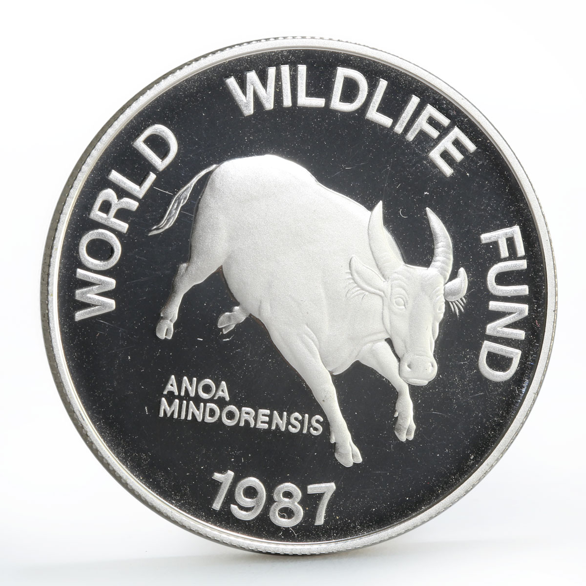 Philippines 200 piso WWF series Mindoro Buffalo proof silver coin 1987