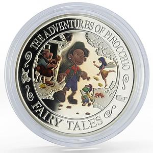 Solomon Islands 2 dollars Fairy Tales Pinocchio colored silver coin 2014