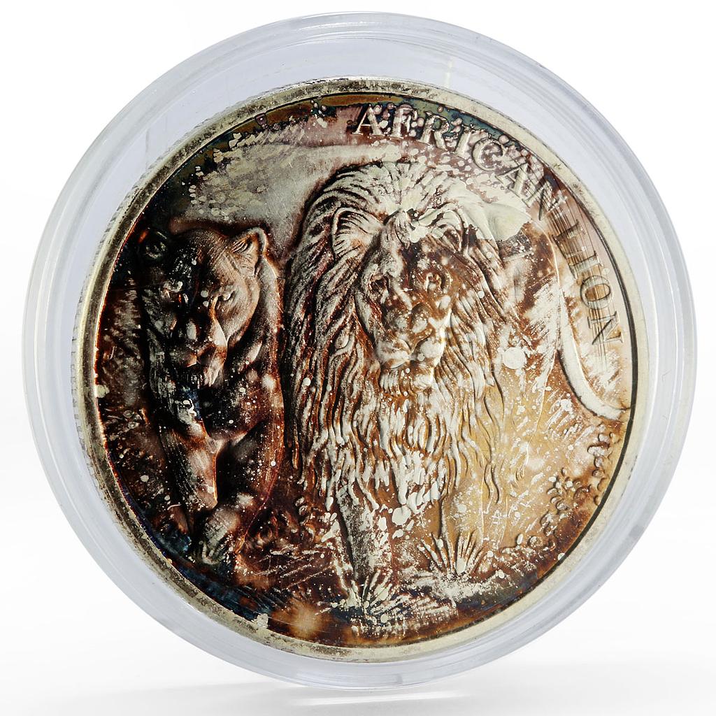 Congo 5000 francs African Wildlife Lion silver coin 2016