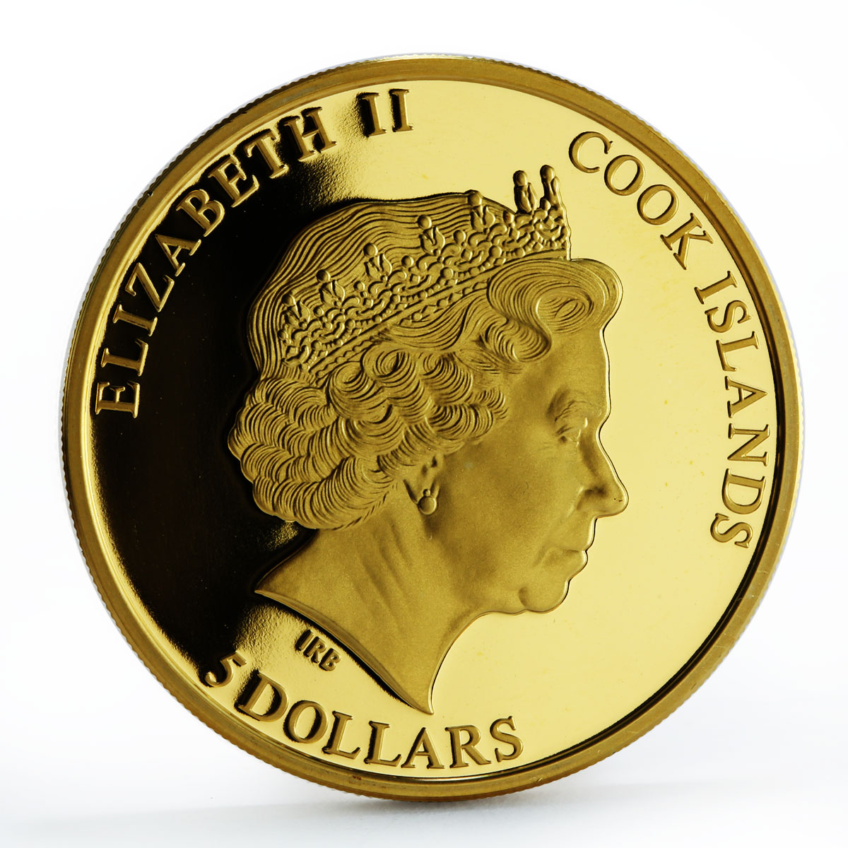 Cook Islands 5 dollars Shades of Nature Bee Flower gilded silver coin 2014