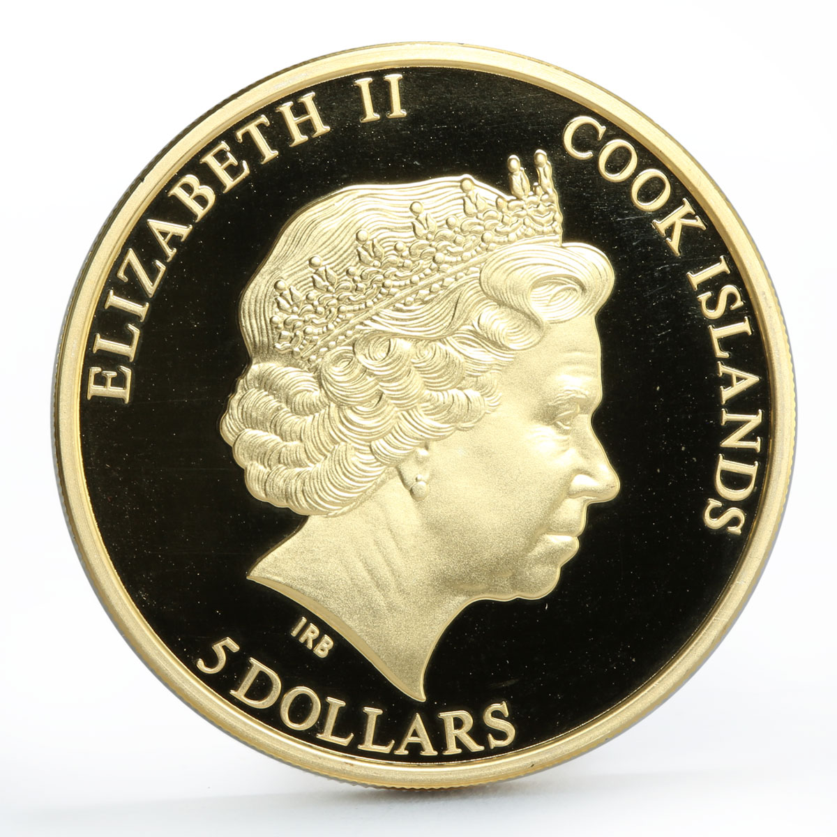 Cook Islands 5 dollars Shades of Nature Bee Flower gilded silver coin 2014