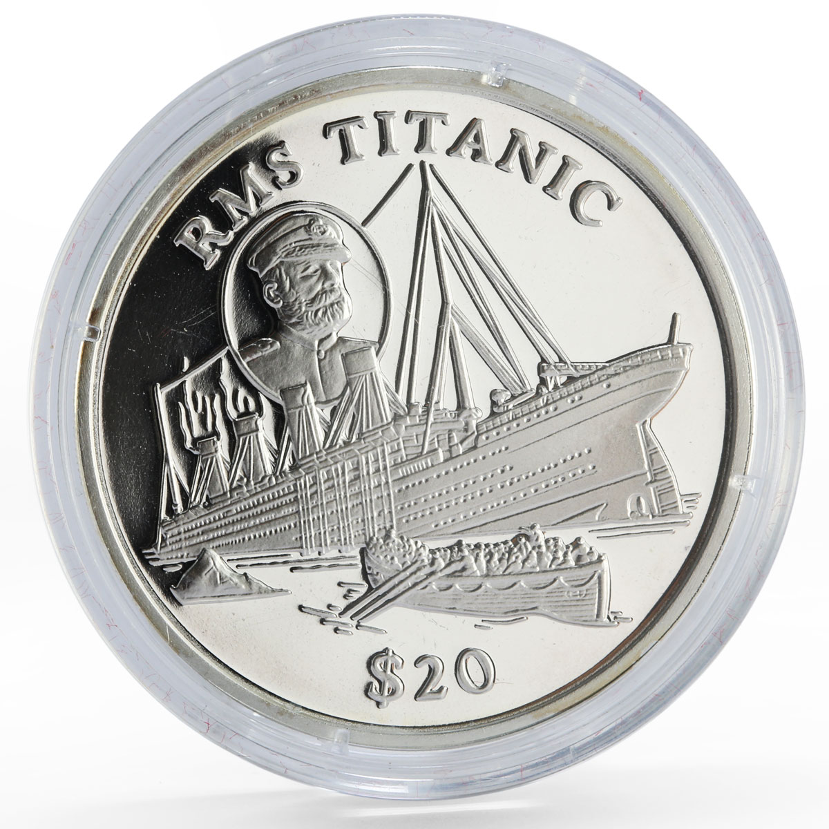 Liberia 20 dollars RMS Titanic Ship Cruiser Steamer proof silver coin 1998