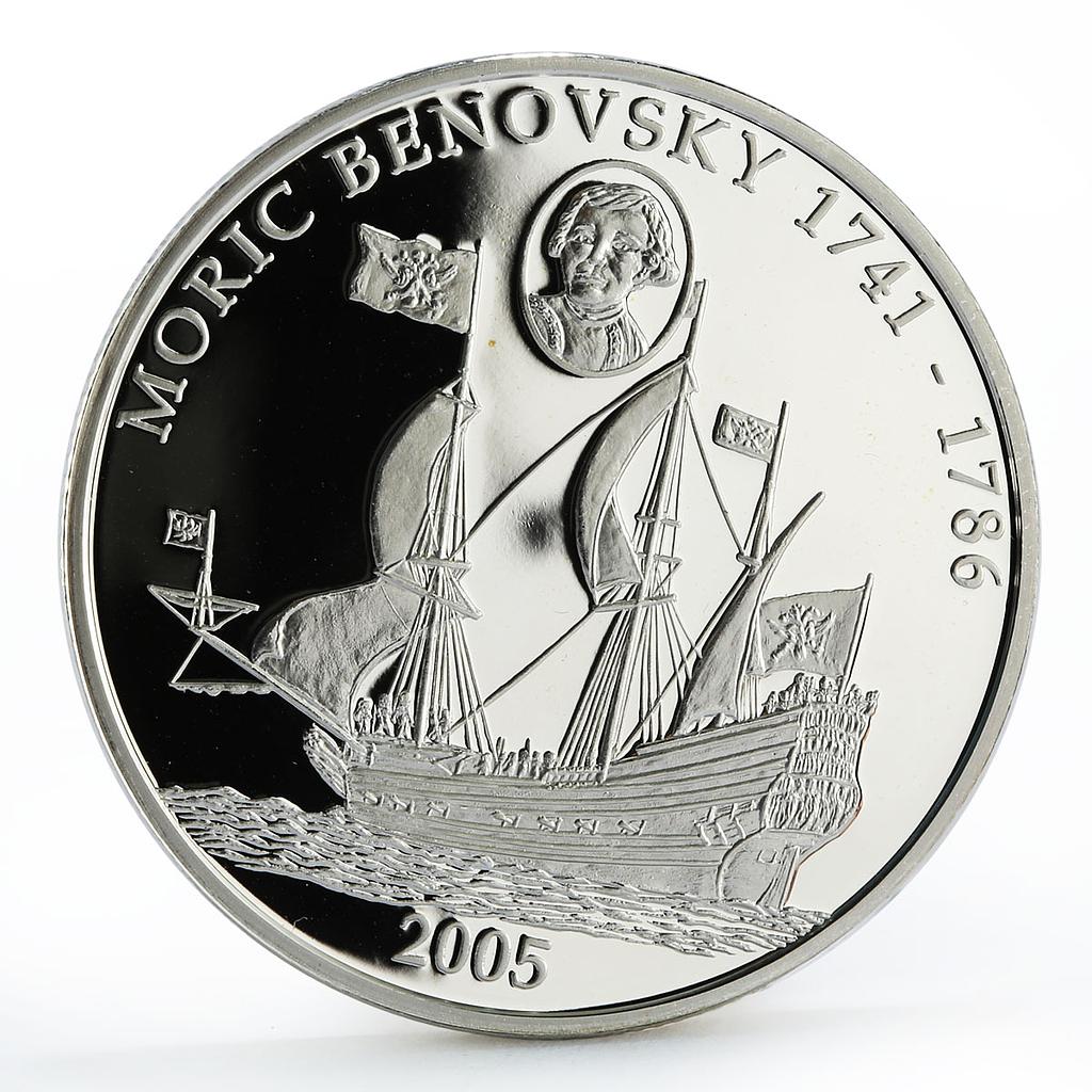 Liberia 10 dollars Moric Benovsky Ship Clipper Seafaring proof silver coin 2005