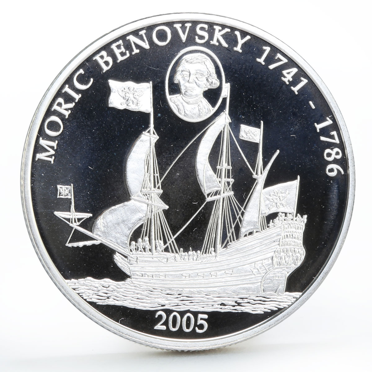 Liberia 10 dollars Moric Benovsky Ship Clipper Seafaring proof silver coin 2005