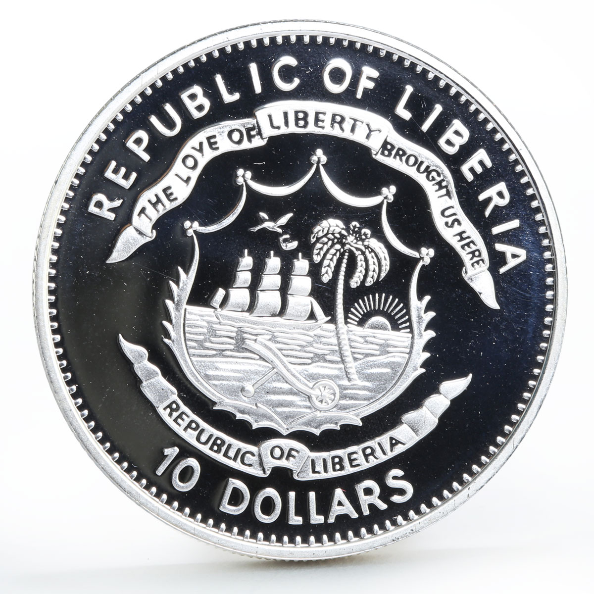 Liberia 10 dollars Moric Benovsky Ship Clipper Seafaring proof silver coin 2005