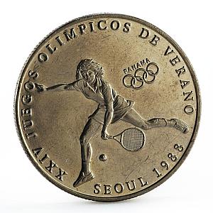 Panama 1 balboa Seoul Olympic Games series Tennis CuNi coin 1988