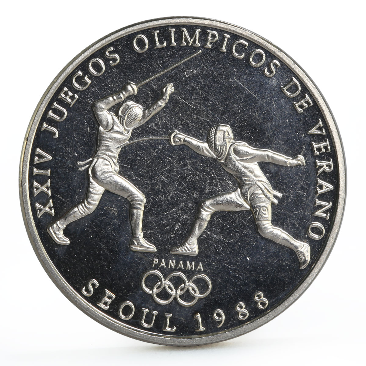 Panama 1 balboa Seoul Olympic Summer Games series Fencing CuNi coin 1988