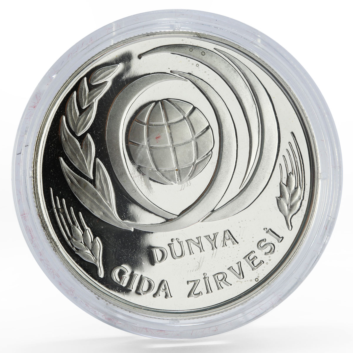 Turkey 750000 lira World Food Summit FAO Grain proof silver coin 1996