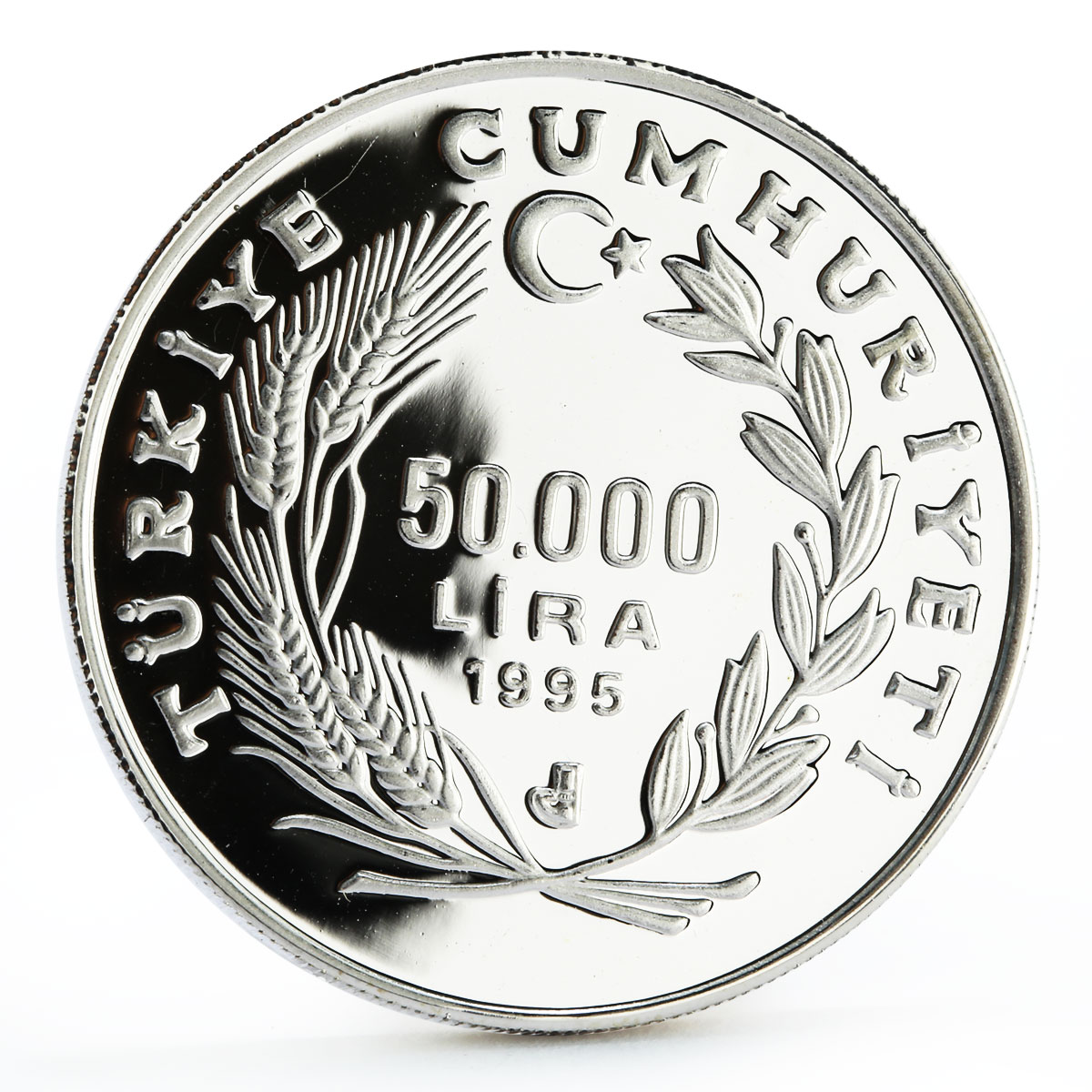 Turkey 50000 lira Ottoman Admiral Piri Reis Ship Clipper proof silver coin 1995