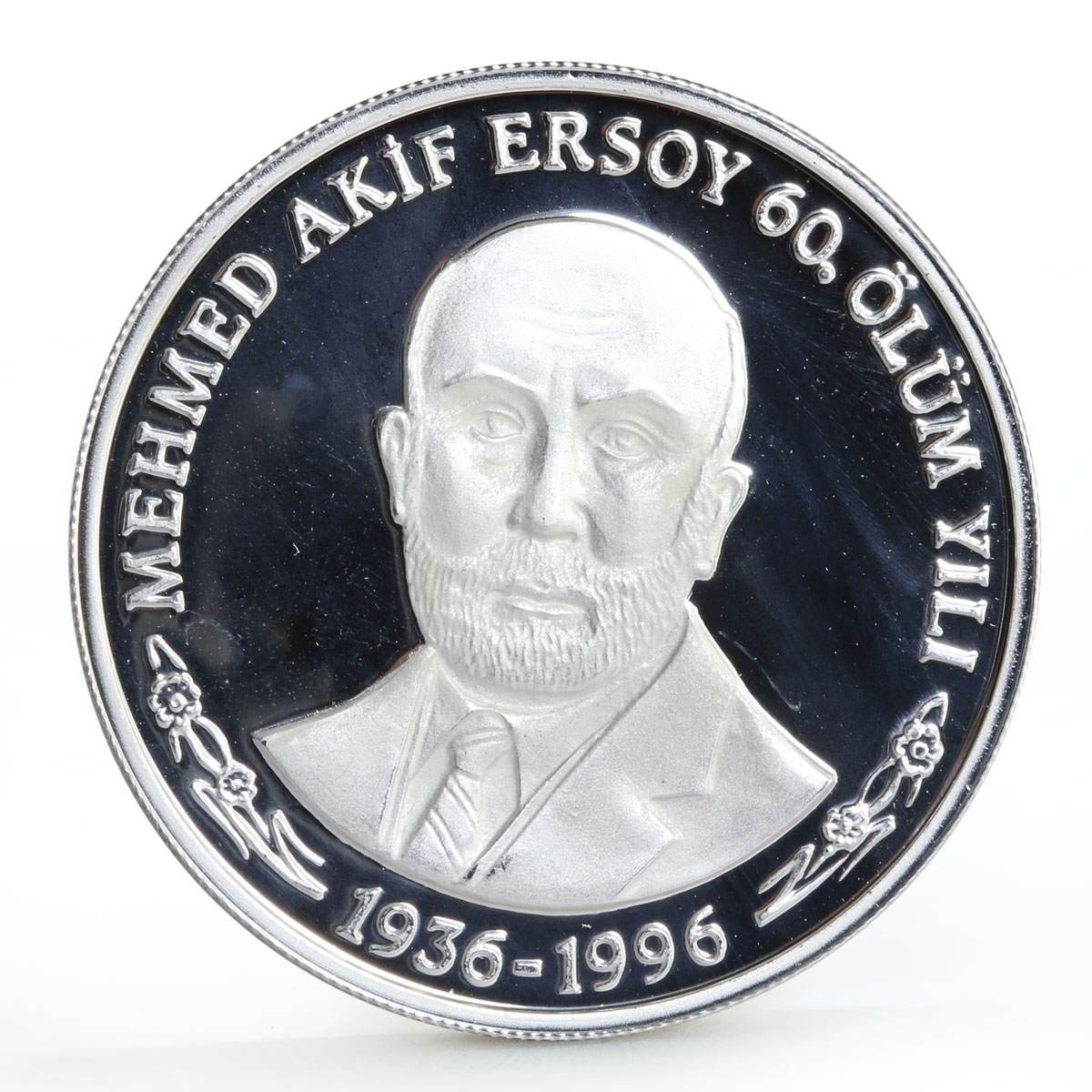 Turkey 1000000 lira Poet Mehmed Akif Ersoy proof silver coin 1997
