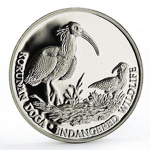 Turkey 50000 lira Endangered Widlife Fauna Bald Ibis Bird silver coin 1995