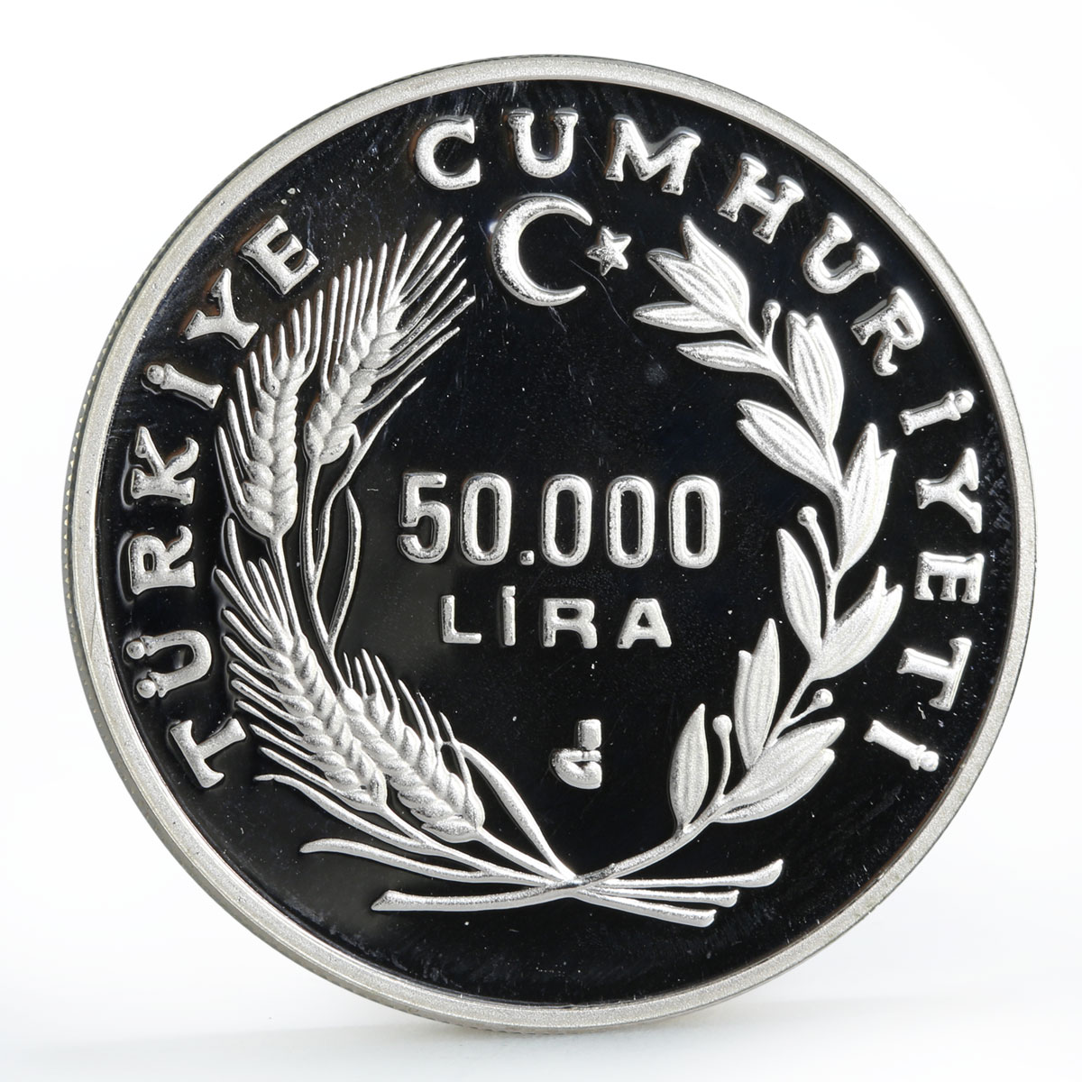 Turkey 50000 lira Endangered Widlife Fauna Bald Ibis Bird silver coin 1995
