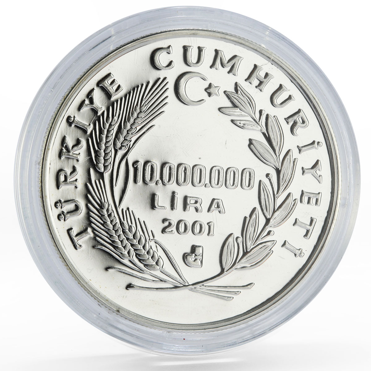 Turkey 10000000 lira Endangered Wildlife European Pond Turtle silver coin 2001