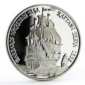 Turkey 15000000 lira Barbaros Hayreddin Ship Clipper Seafaring silver coin 1997