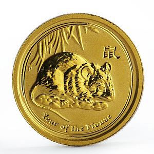 Australia 5 dollars Lunar Calendar series Year of Mouse 1/20 gold coin 2008