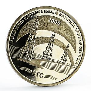 Georgia 3 lari Baku - Tbilisi - Ceyhan BTS Oil Pipeline CuNi coin 2006