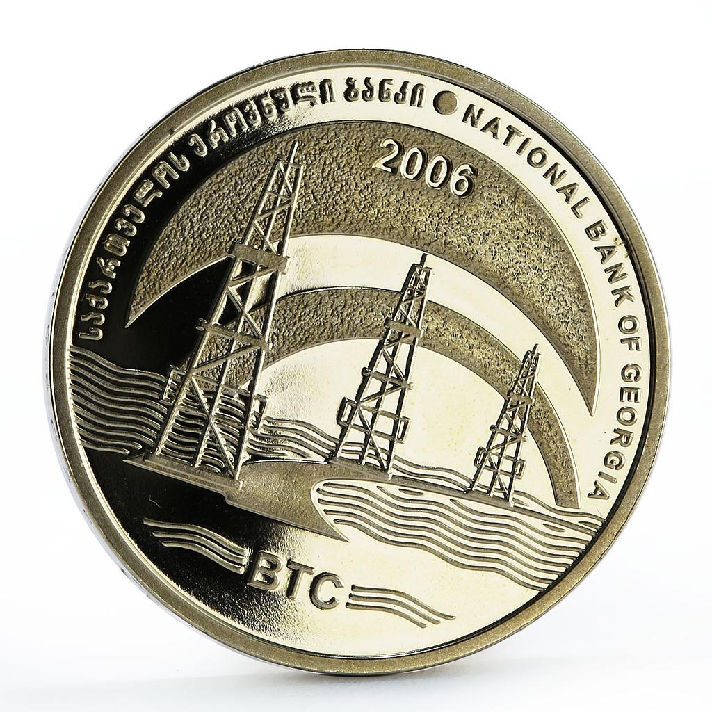 Georgia 3 lari Baku - Tbilisi - Ceyhan BTS Oil Pipeline CuNi coin 2006
