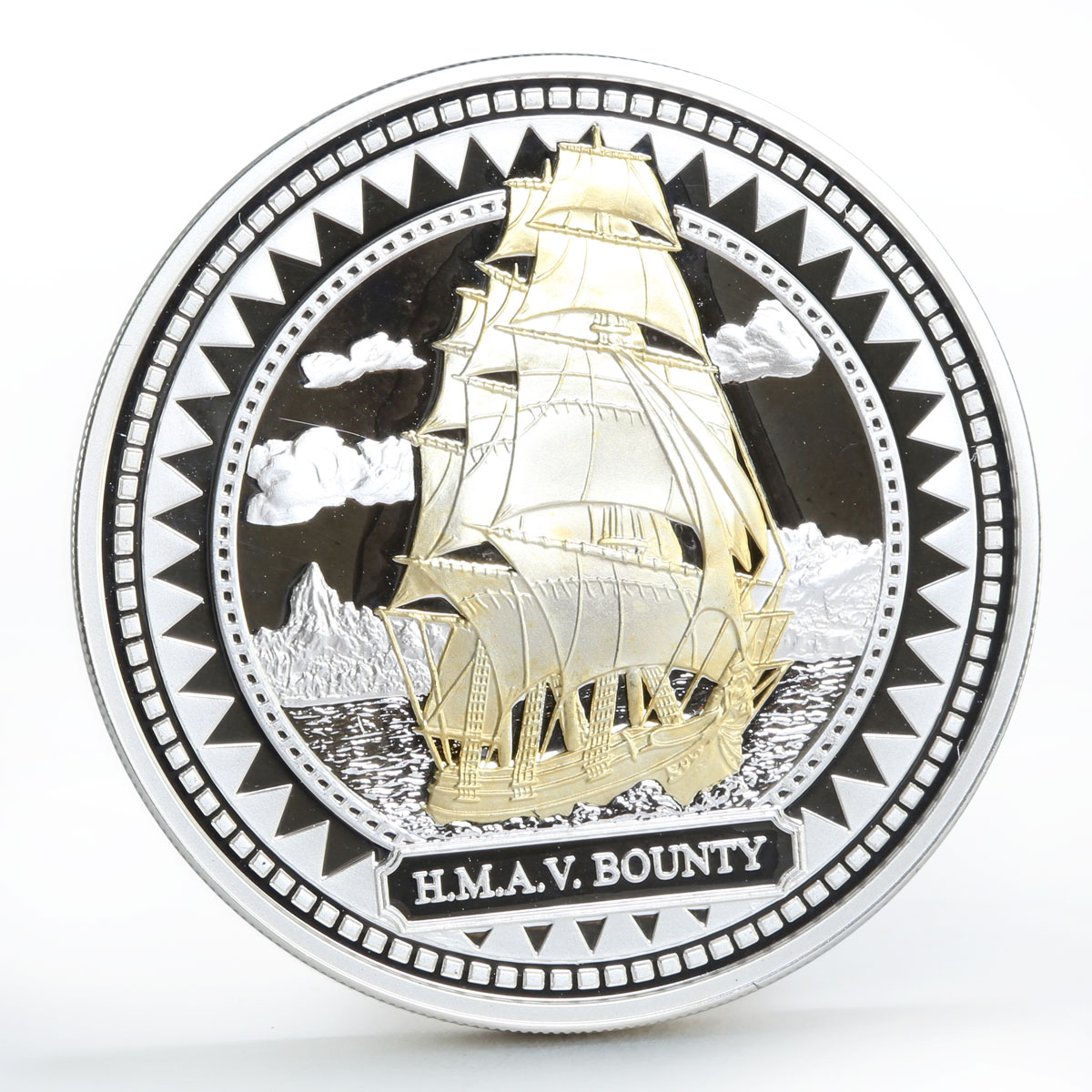 Pitcairn Island 2 dollars HMAV Bounty Ship Clipper gilded silver coin 2008