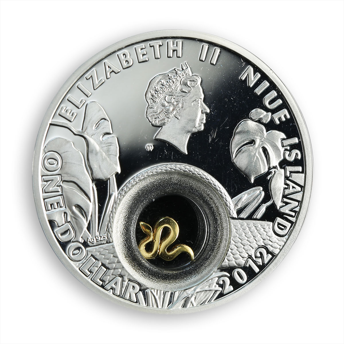 Niue 1 dollar Golden Snakes Happiness Wealth Silver Gilded Proof Coin 2012