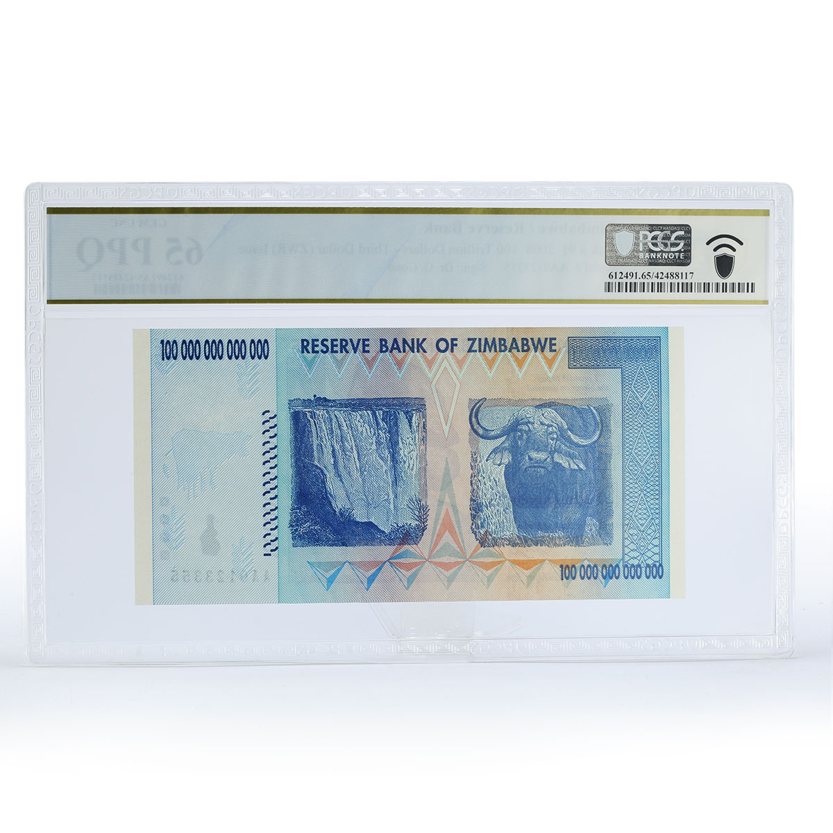ZIMBABWE 100 TRILLION DOLLARS BANKNOTE CURRENCY PPQ65 PCGS UNCIRCULATED 2008