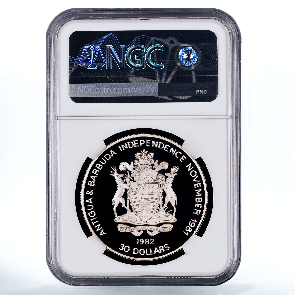 Antigua and Barbuda 30 $ Washington's Anniversary Yorktown PF 69 NGC silver 1982