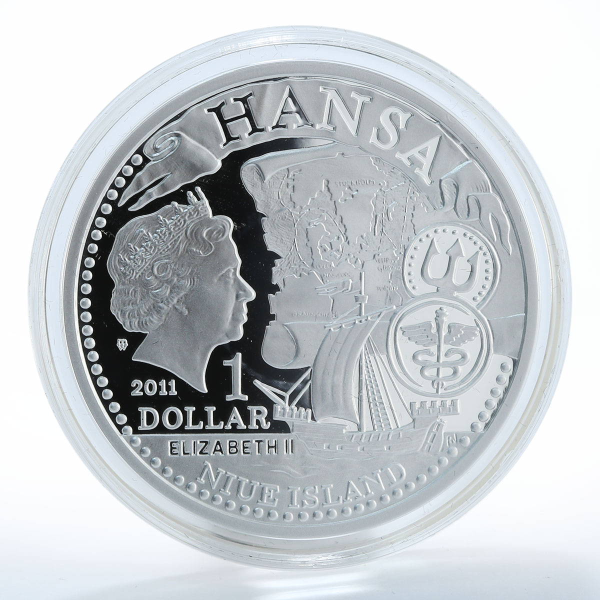 Niue 1 dollar Hanseatic Towns Rostok silver proof coin 2010